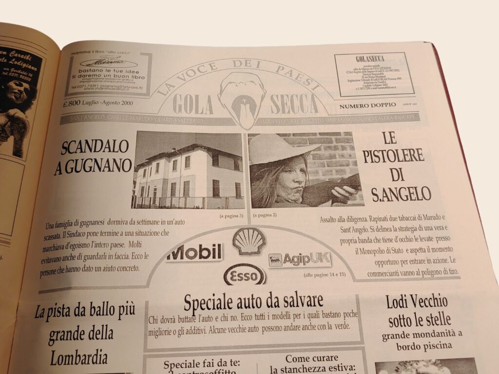 Testata del tabloid Gola Secca - esempio di magazine locale a tiratura mensile