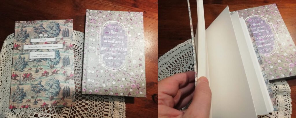 Taccuino personalizzato con cover floreale e legatura cucita - lavorazione artigianale