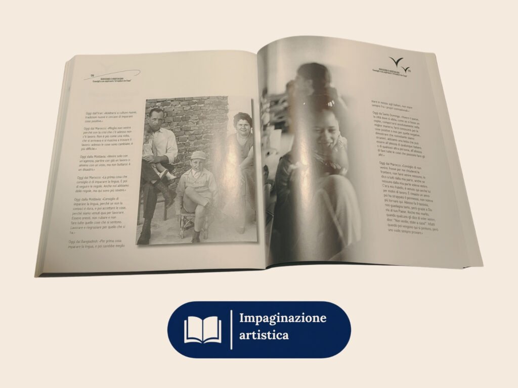 Pagine interne del libro Eppur bisogna andar con fotografie storiche e racconto documentale