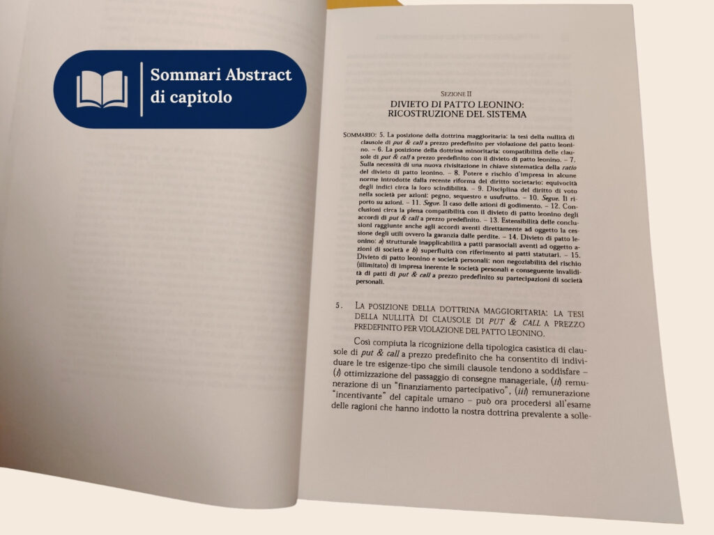 Inizio di capitolo con sommario-abstract numerato e gerarchia tipografica a più livelli